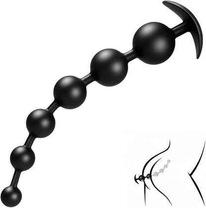 Flexible Silicone Anal Bead Chain - Graduated Size Prostate Massager and Anal Trainer
