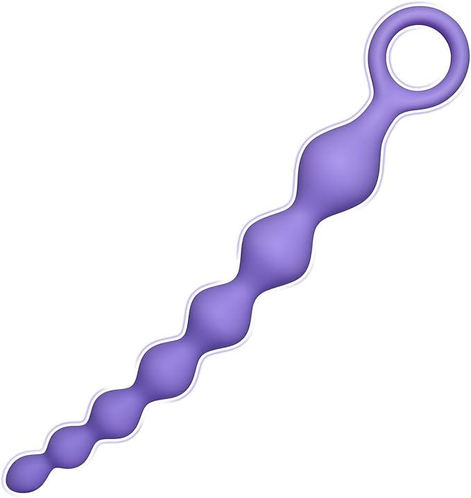 Silicone 7-Bead Anal Stimulator with Pull Ring - Beginner-Friendly Prostate and G-Spot Massager