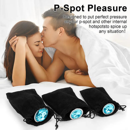 COWINOE 3-Piece Jewel Anal Plug Starter Kit for Beginners - Comfortable Training Set for Men and Women