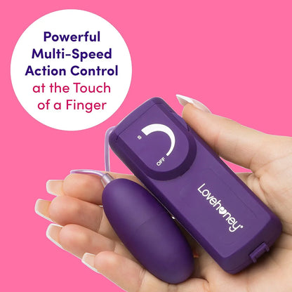 Lovehoney Wickedly Powerful 2.5-Inch Multispeed Vibrating Egg with 31-Inch Wired Remote - Purple