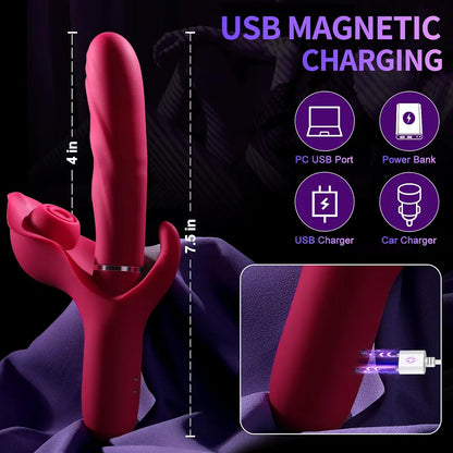 Dual-Action Rabbit Vibrator with Thrusting, Suction, and 10 Vibration Modes for Couples