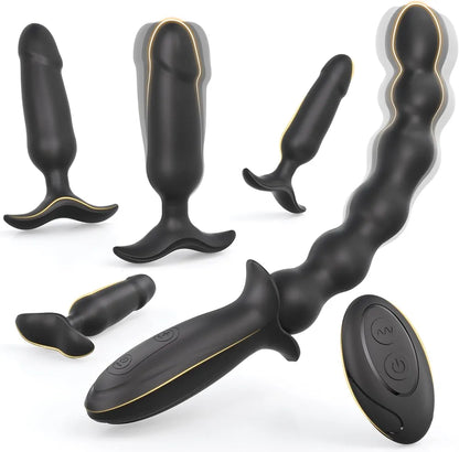 Premium 5-Piece Silicone Anal Training and Prostate Massage Set with Remote Control