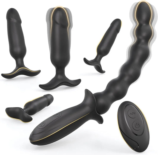 Premium 5-Piece Silicone Anal Training and Prostate Massage Set with Remote Control