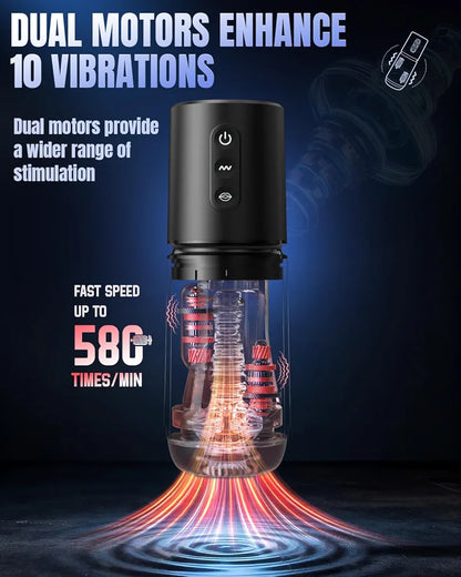 Uoffile AI-Sync Male Masturbator with 3 Sleeves, 10 Sucking & 10 Vibration Modes, App-Controlled Adult Stroker