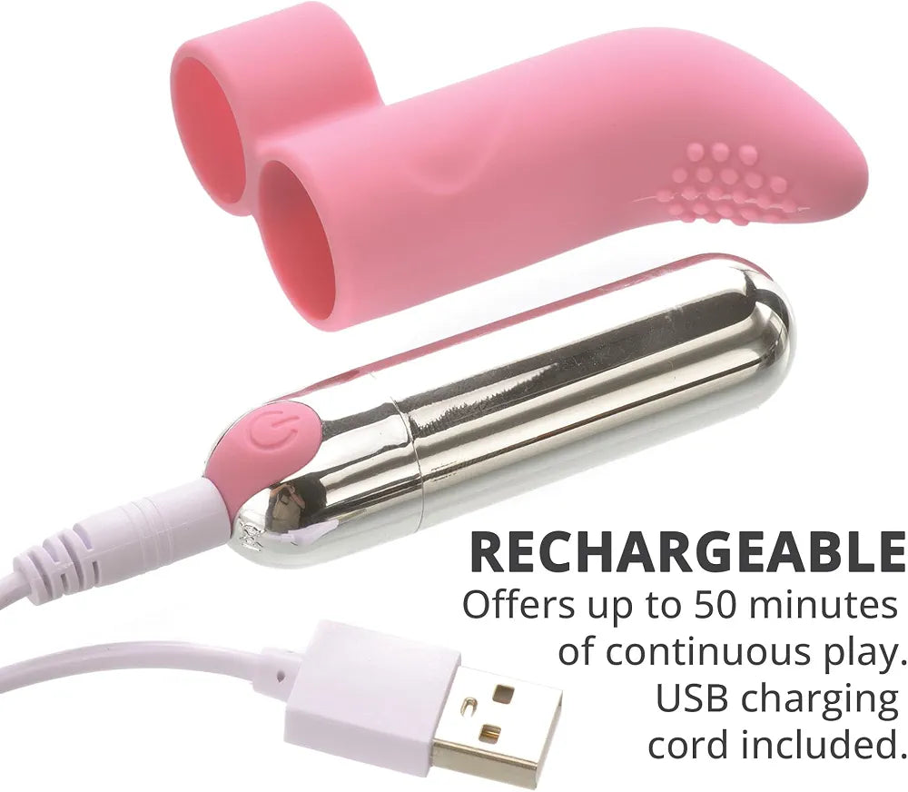 Silicone Rechargeable 10-Speed Finger Vibrator - Compact Waterproof Bullet Stimulator