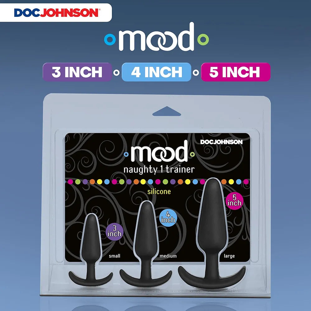 Doc Johnson Naughty 1 Silicone Butt Plug Training Kit - 3-Piece Graduated Set