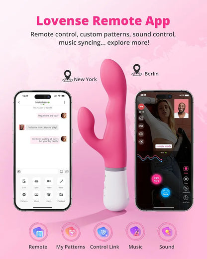 Lovense Nora App-Controlled Rabbit Vibrator with Remote - Rotating G-Spot & Clitoral Stimulator for Couples