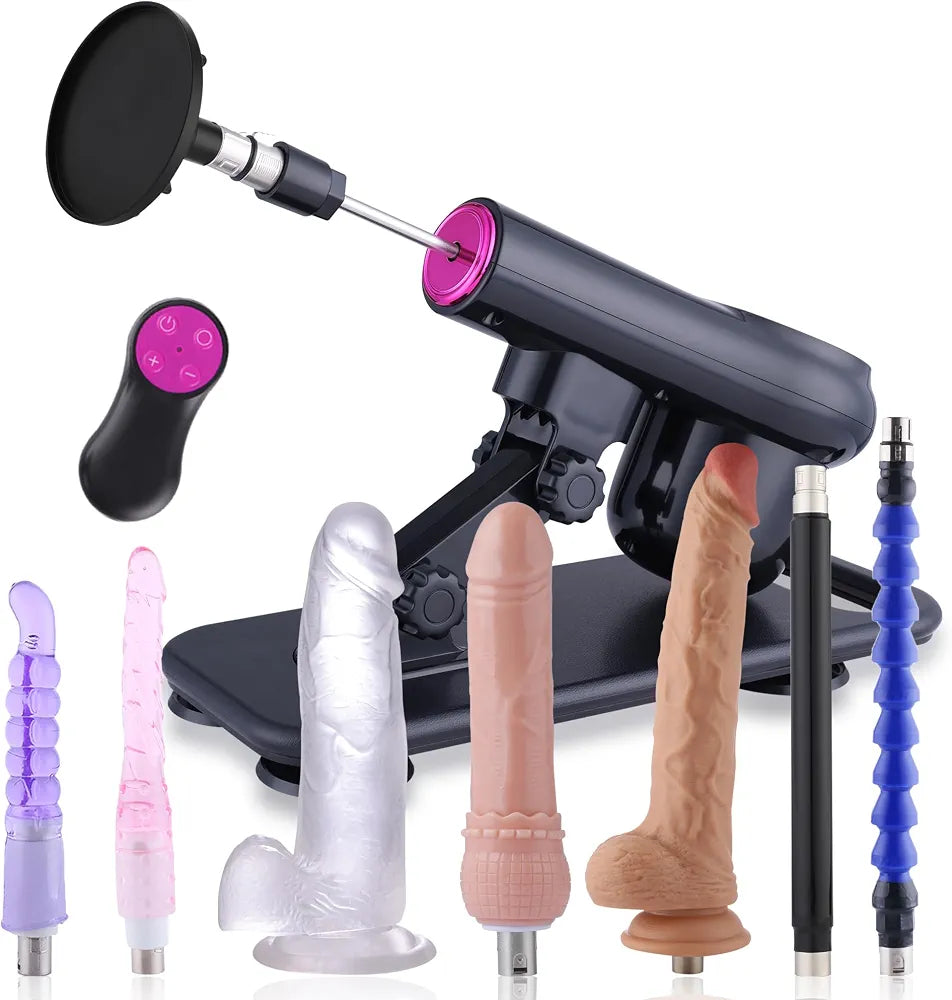 Professional Thrusting Sex Machine with 8 Attachments and Powerful Suction Base
