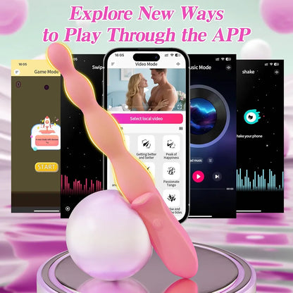 Bluetooth App-Controlled Vibrating Anal Bead Plug with 10 Vibration Modes for Prostate and G-Spot Stimulation