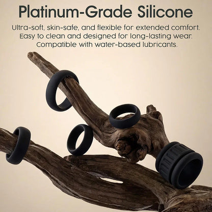 6-Piece Adjustable Silicone Penis Ring and Ball Stretcher Set for Enhanced Performance