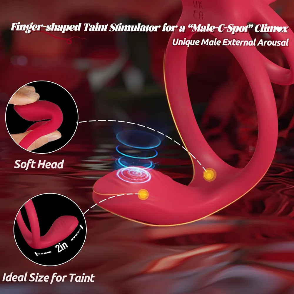 Healexcer App-Controlled Vibrating Penis Ring with Rose Clitoral Stimulator