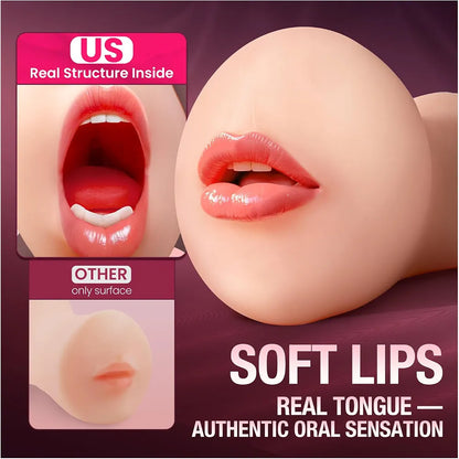 Triple-Texture TPE Male Masturbator - Soft Stretchy Handheld Stroker for Penis Training