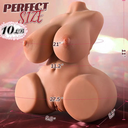 10LB Realistic Female Torso Masturbator with Textured Vagina and Anal Canal