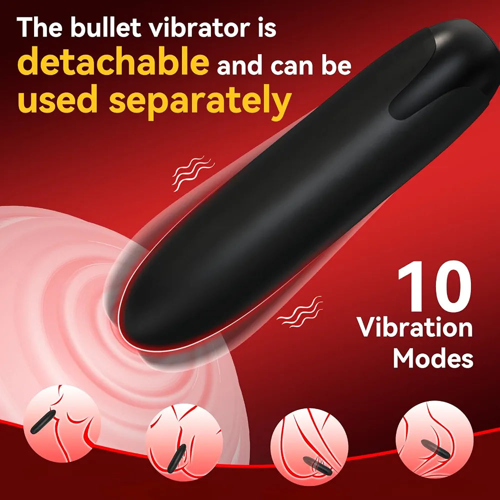 Premium Dual-Stimulation Vibrating Penis Ring with Detachable Bullet Massager