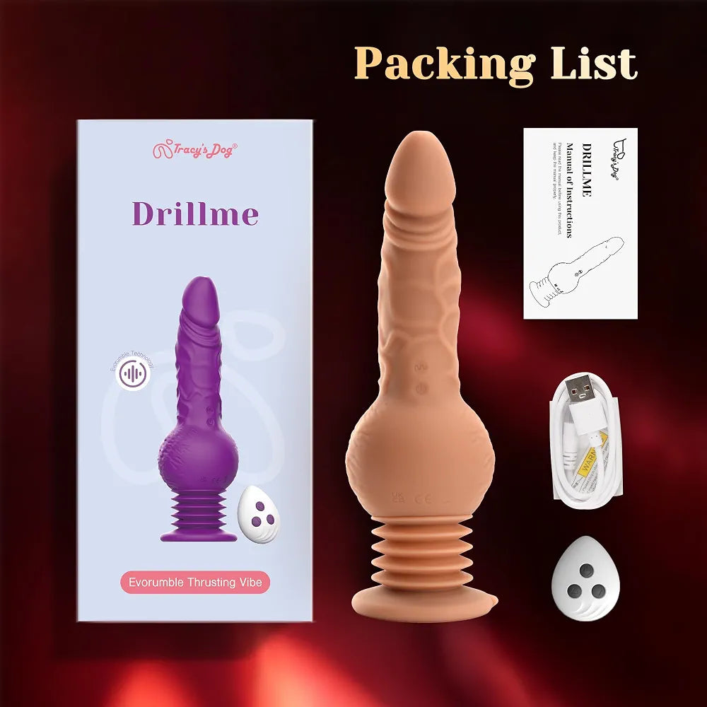 Tracy's Dog 9.29" Realistic Silicone Strap-On Dildo Vibrator with 10 Vibration and 3 Bouncing Modes for Anal Stimulation