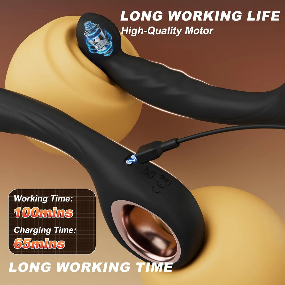 Ergonomic Prostate Massager with 9 Vibration Modes and Ring Handle