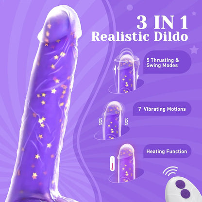 Realistic 9.25-Inch Heated Thrusting G-Spot Vibrator with Remote and Suction Base