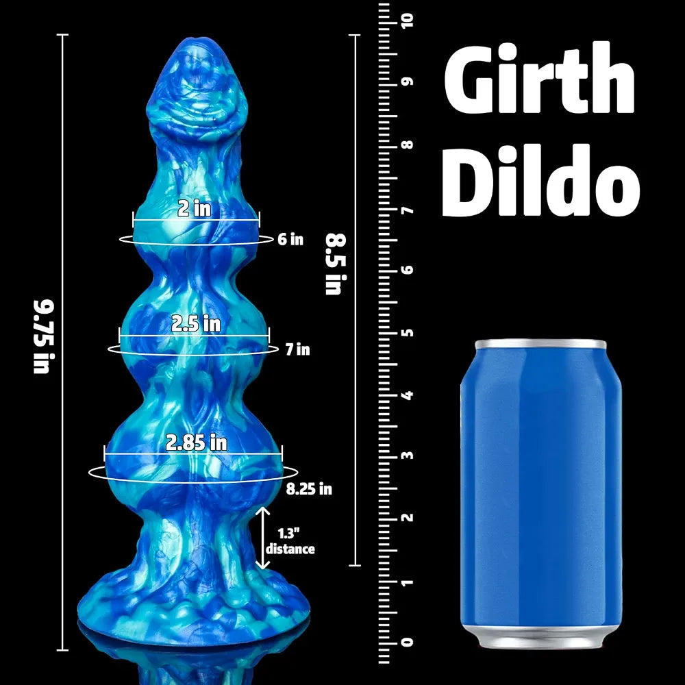 10-Inch Silicone Dragon Knot Fantasy Dildo with Suction Cup and Anal Beads