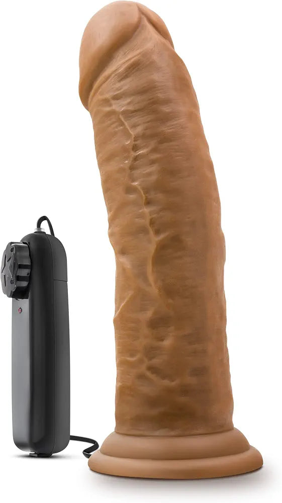 8-Inch Realistic Mocha Vibrating Dildo with Suction Cup and Remote Control