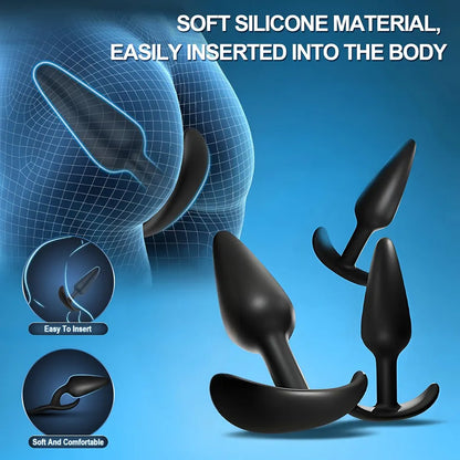 4-Piece Silicone Anal Training Plug Set with Flared Base for Beginners