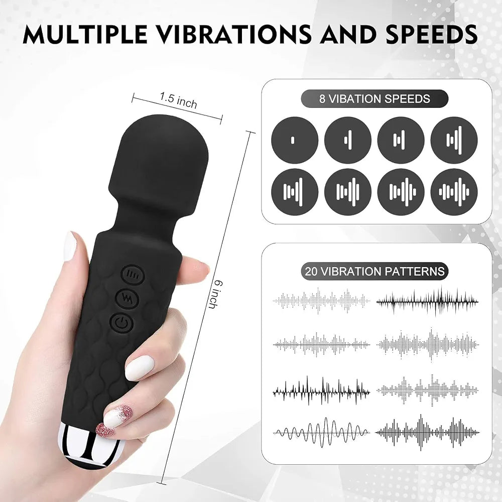 Premium 8-Speed Waterproof Wand Massager for Clitoral and G-Spot Stimulation