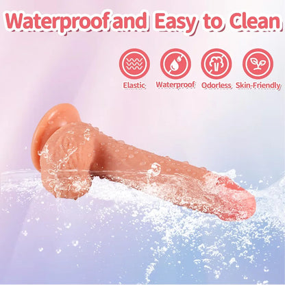 6.3-Inch Realistic Slim Silicone Dildo for Beginners with Strong Suction Cup