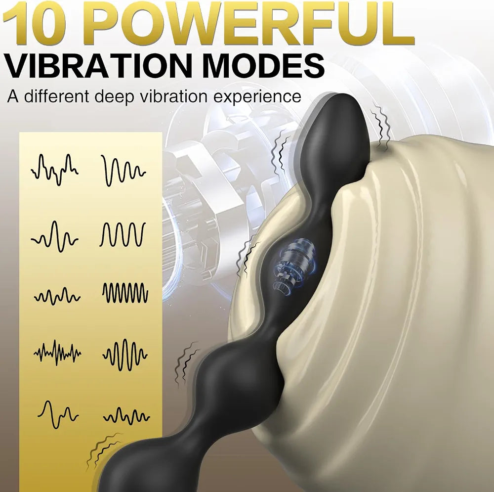13.1-Inch Rechargeable Silicone Anal Bead Prostate Massager with 10 Vibration Modes