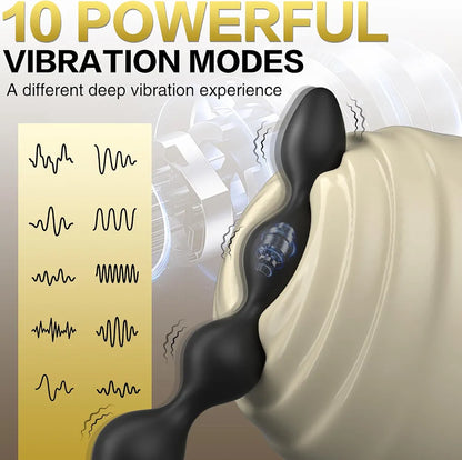 13.1-Inch Rechargeable Silicone Anal Bead Prostate Massager with 10 Vibration Modes