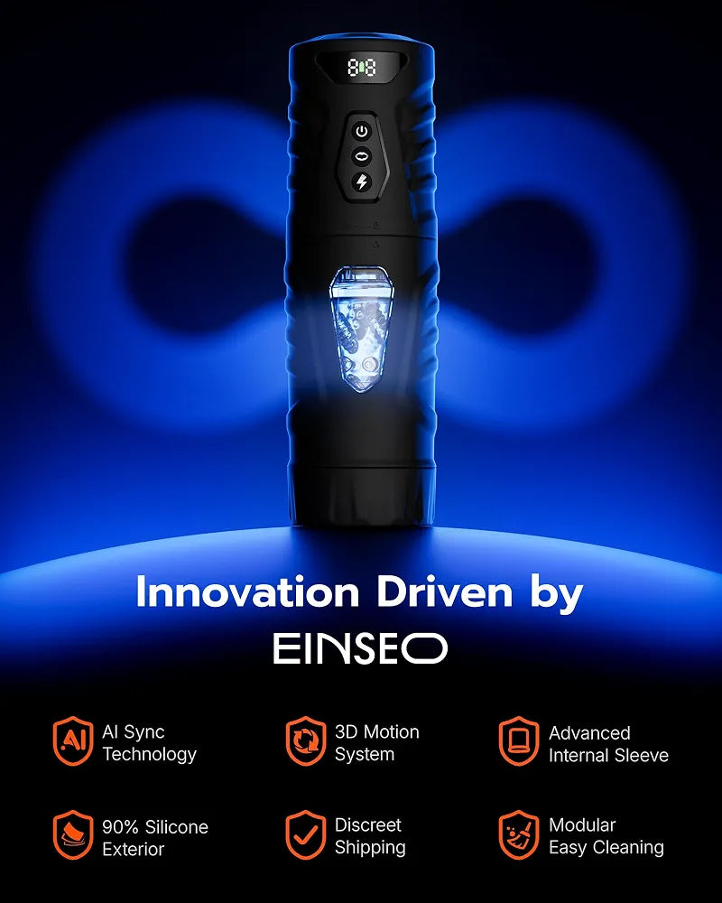EINSEO AI-Sync Automatic Male Masturbator with 360° Rotation, 7 Thrusting Modes, and Hands-Free Suction Base