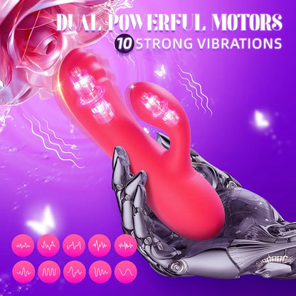 10-Mode Waterproof Silicone Rabbit Vibrator - Couples Mini Bullet Massager for Clitoral and G-Spot Stimulation
