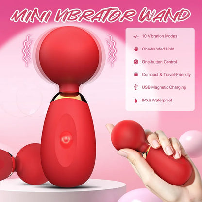 10-Mode Waterproof Mini Wand Massager for Clitoral Stimulation