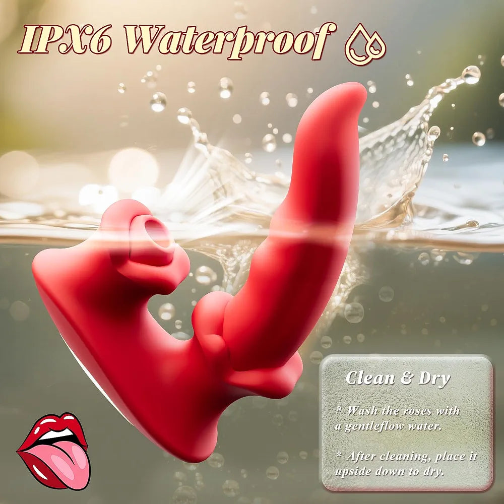 Rose-Shaped Clitoral and G-Spot Suction Vibrator with 30 Stimulation Modes for Couples