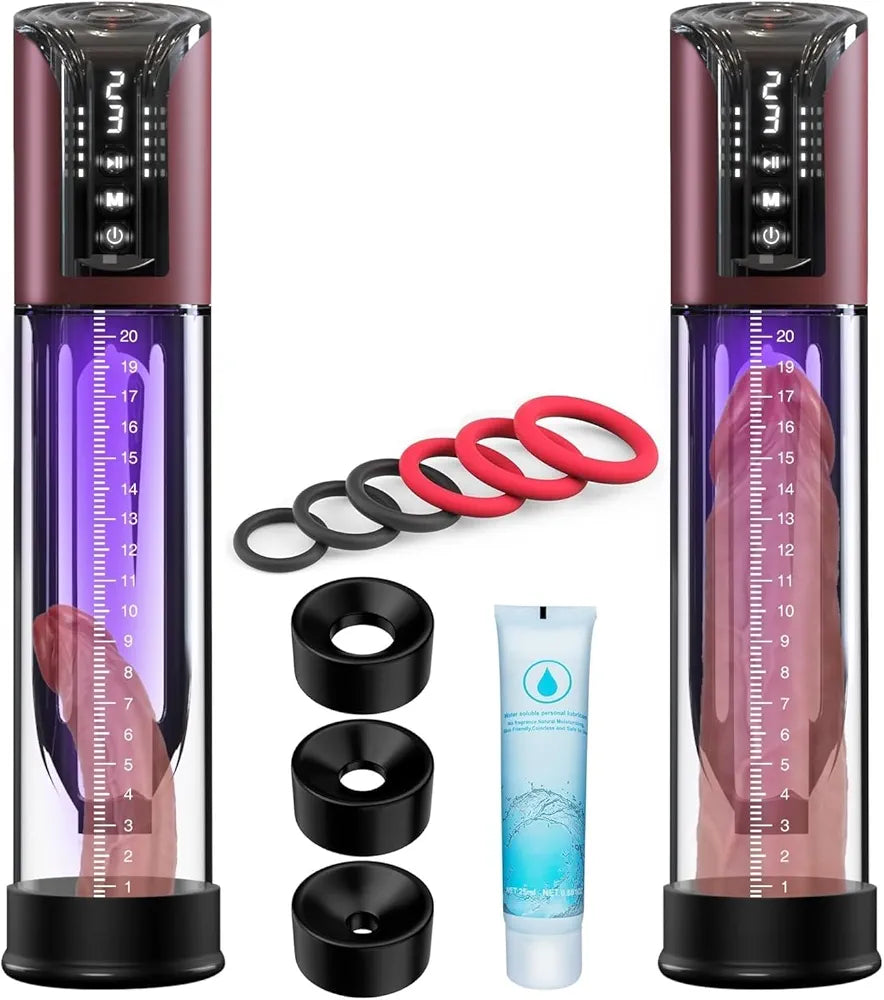 Automatic Electric Penis Vacuum Pump with 4 Suction Intensities and 6 Silicone Rings for Men