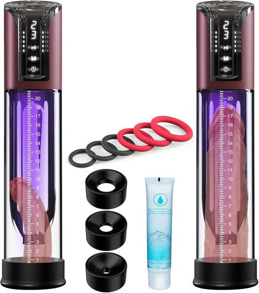 Automatic Electric Penis Vacuum Pump with 4 Suction Intensities and 6 Silicone Rings for Men