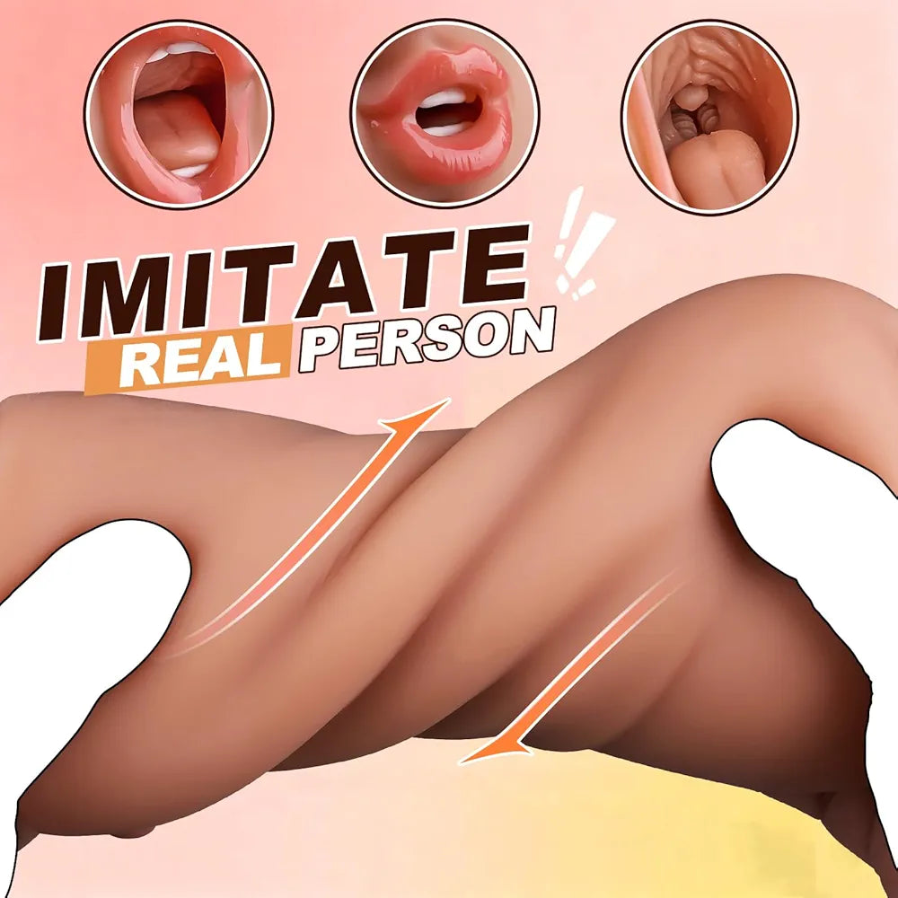 Realistic Deep Throat Oral Sex Simulator with Vibrating Tongue and Teeth for Men