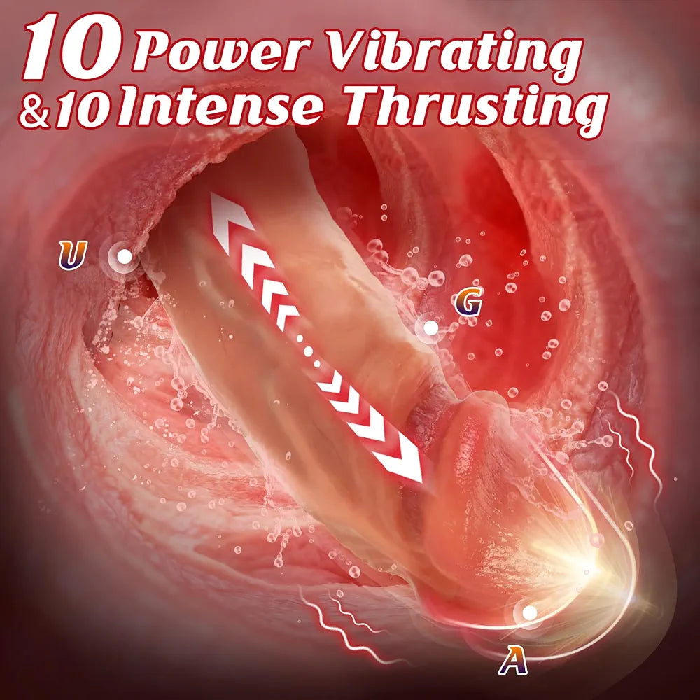 LUKIKI 8.5-Inch Realistic Silicone Thrusting Vibrator with Suction Base