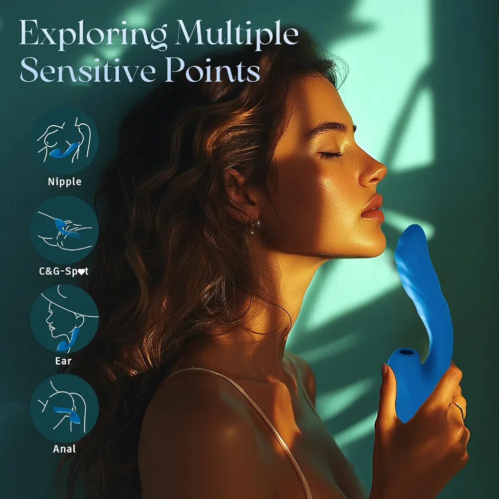 Premium Liquid Silicone Rabbit Vibrator with 10 Suction, 10 Vibration, and 7 Thrusting Modes for Couples