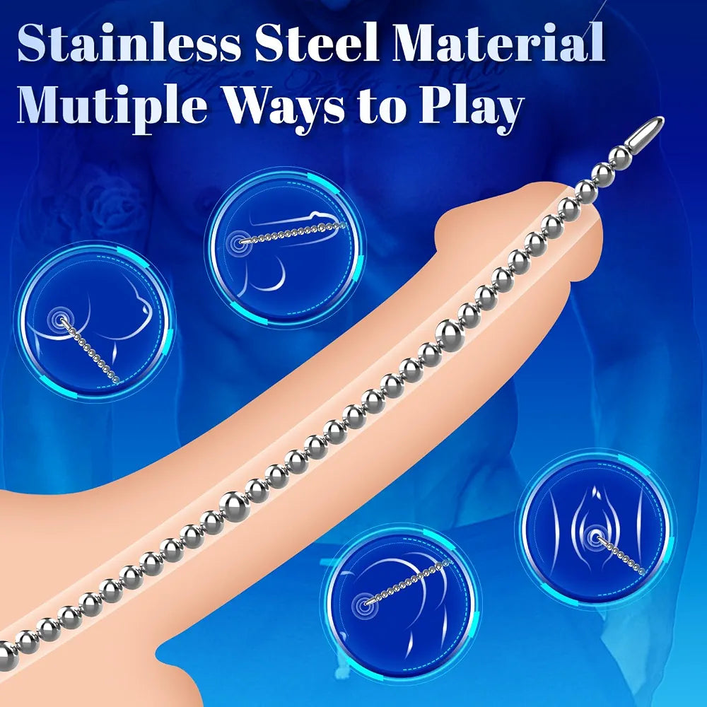 Stainless Steel Urethral Sounding Rod and Prostate Stimulator for Men