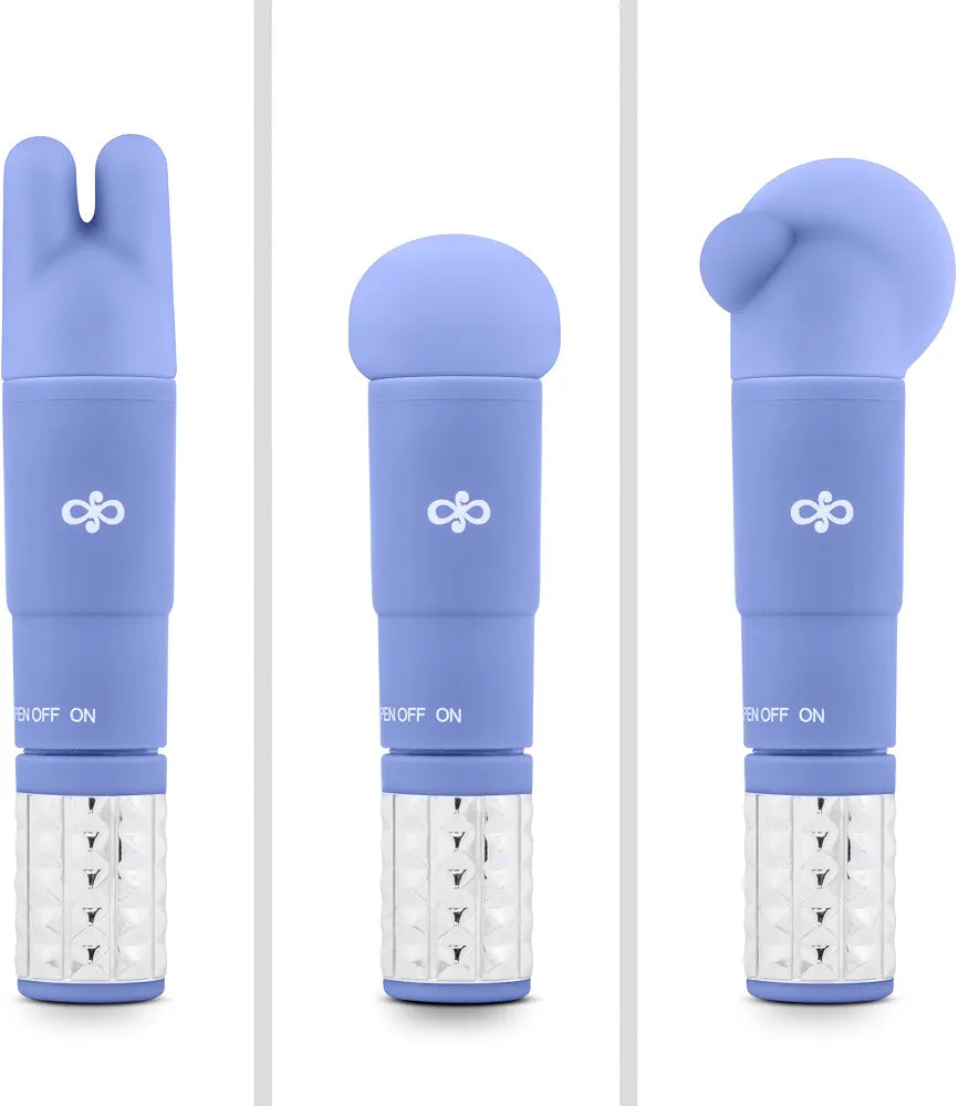 Satin-Finish Periwinkle Silicone Massage Wand Kit with 3 Interchangeable Attachments
