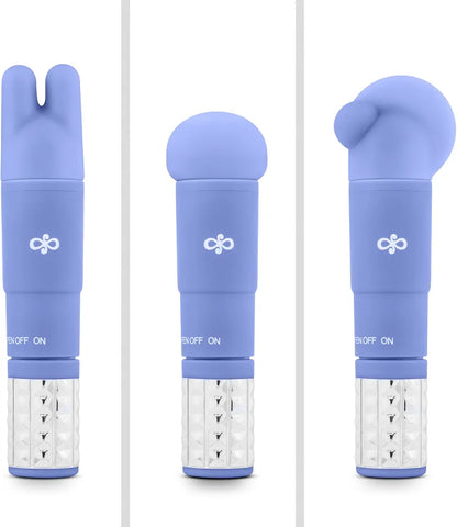 Satin-Finish Periwinkle Silicone Massage Wand Kit with 3 Interchangeable Attachments