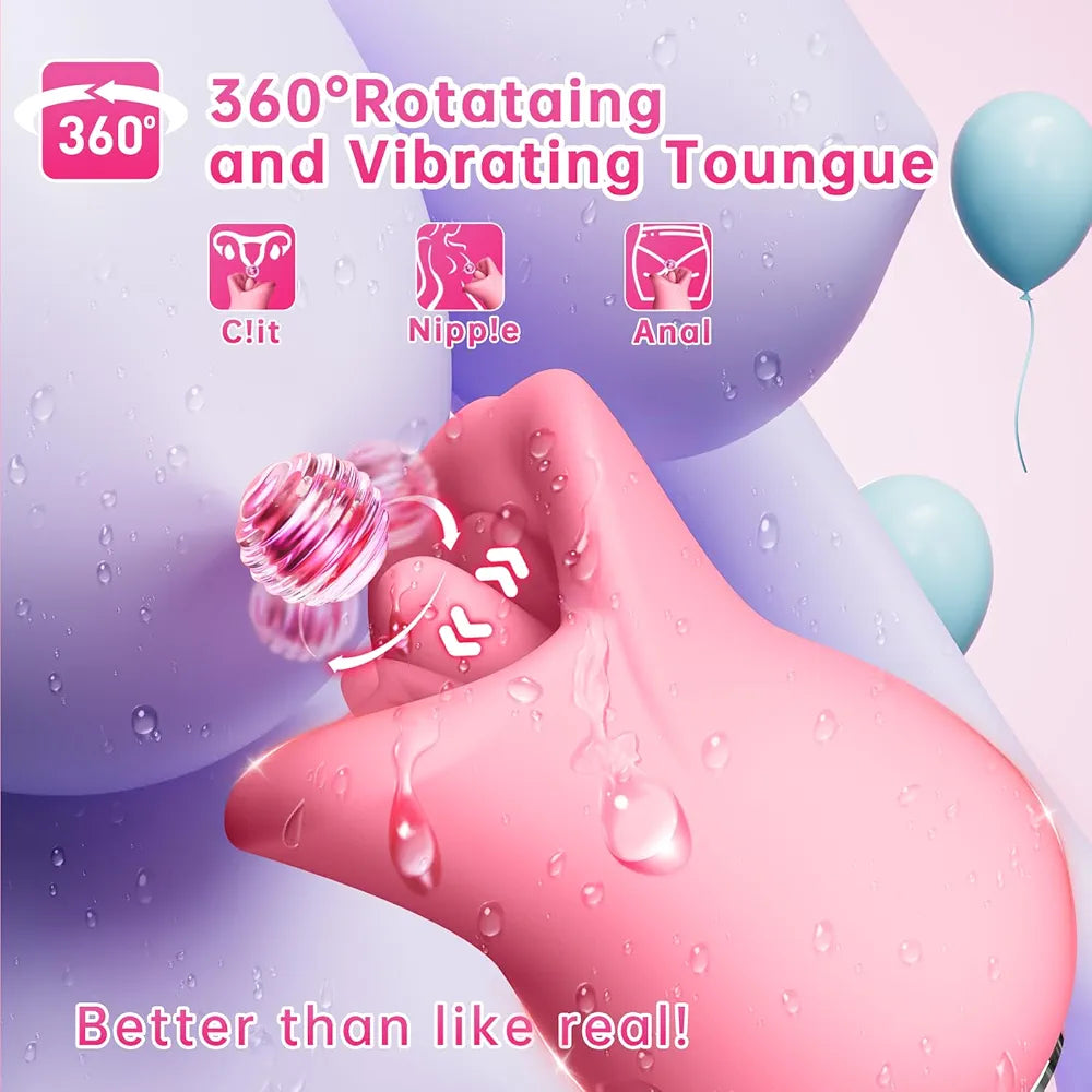 Ergonomic 3-in-1 Clitoral Stimulator and Tongue Vibrator for Women