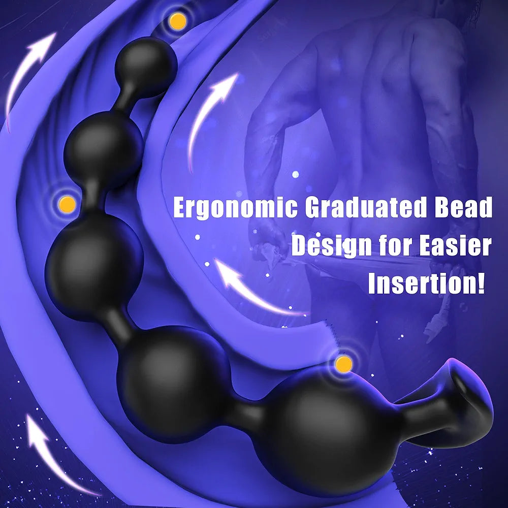 Premium Silicone Gradient Anal Bead Trainer and Prostate Massager - 9.8 Inch Flexible Pleasure Toy