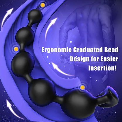 Premium Silicone Gradient Anal Bead Trainer and Prostate Massager - 9.8 Inch Flexible Pleasure Toy