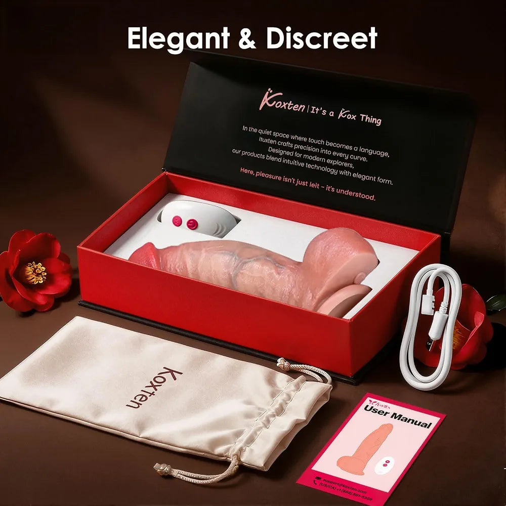 KOXTEN 9-Inch Realistic App-Controlled Thrusting Dildo with Strong Suction Cup for Couples