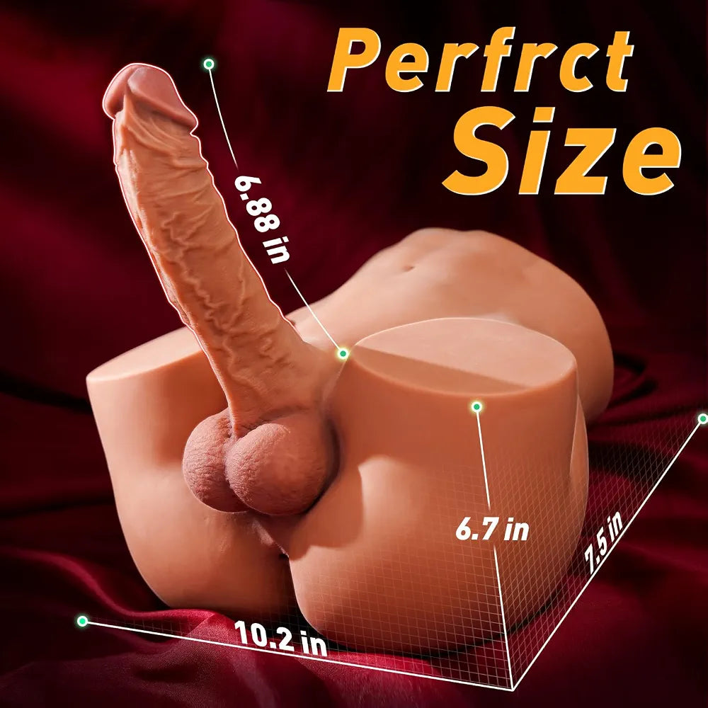 Isskis 10.8lb Realistic Unisex Sex Doll with 6.8in Flexible Dildo for Masturbation and Anal Play