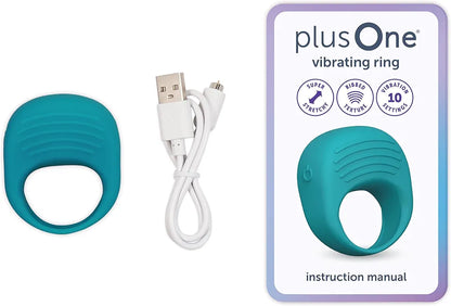 plusOne Rechargeable Silicone Vibrating Ring - 10 Vibration Modes, Waterproof Couples Massager