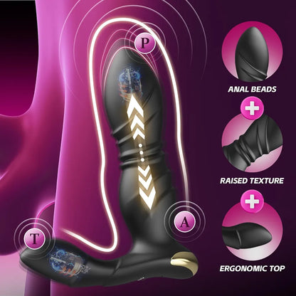 BEISAR 3-in-1 Thrusting Prostate Massager and Anal Vibrator with 9 Thrusting and 9 Vibration Modes
