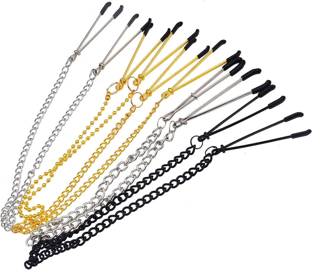 Adjustable Metal Nipple Clamps Set - 4 Piece Non-Piercing Stimulator