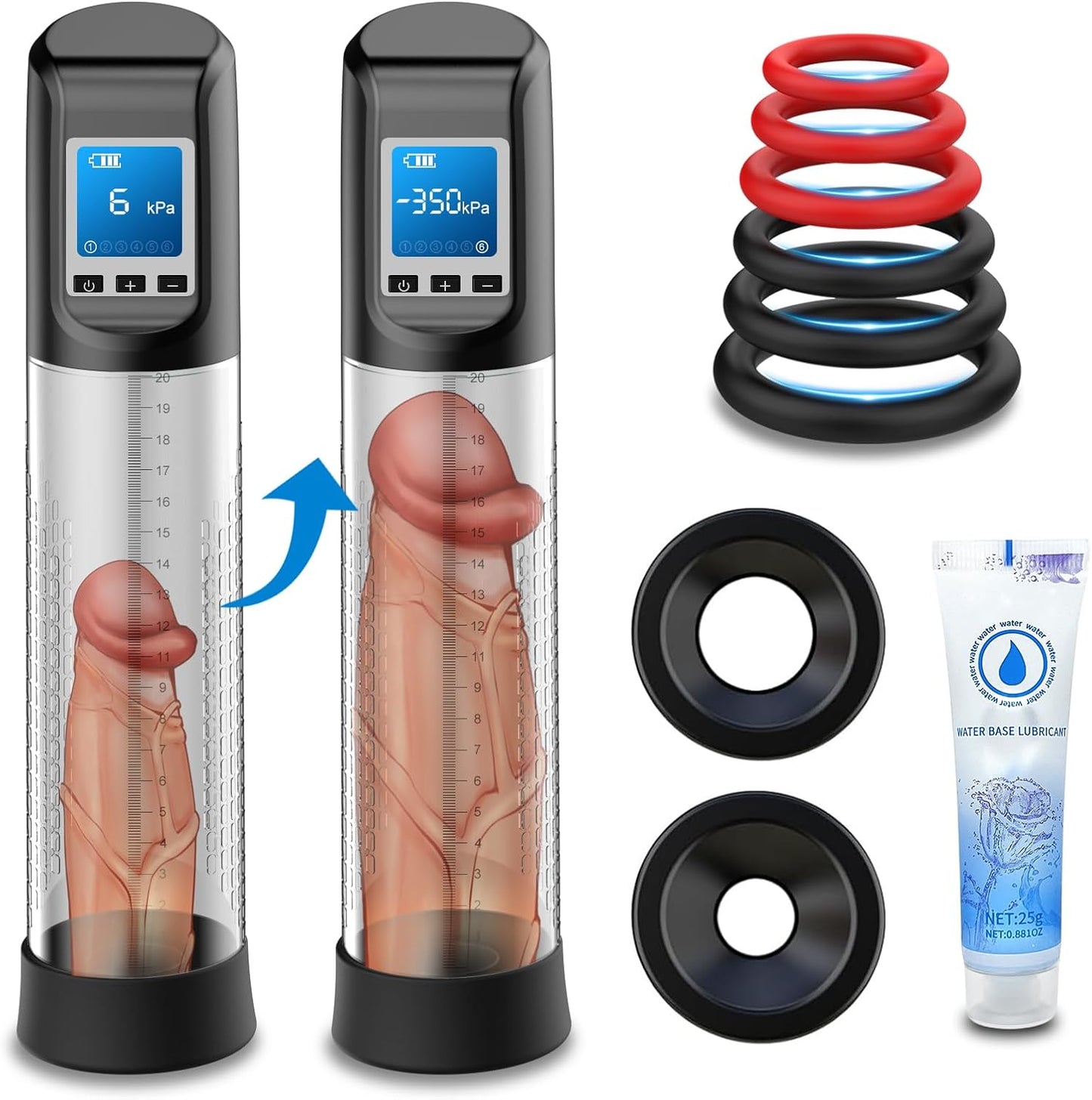 Advanced Electric Vacuum Penis Pump with 6 Suction Levels, 9 Vibration Modes, LED Display, and Integrated Pocket Pussy