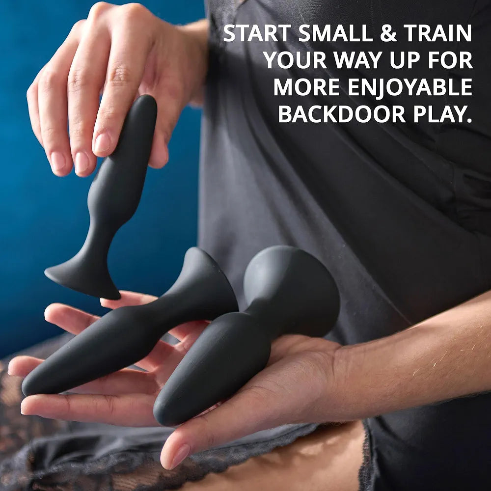 Premium 3-Piece Silicone Anal Training Plug Set with Suction Bases